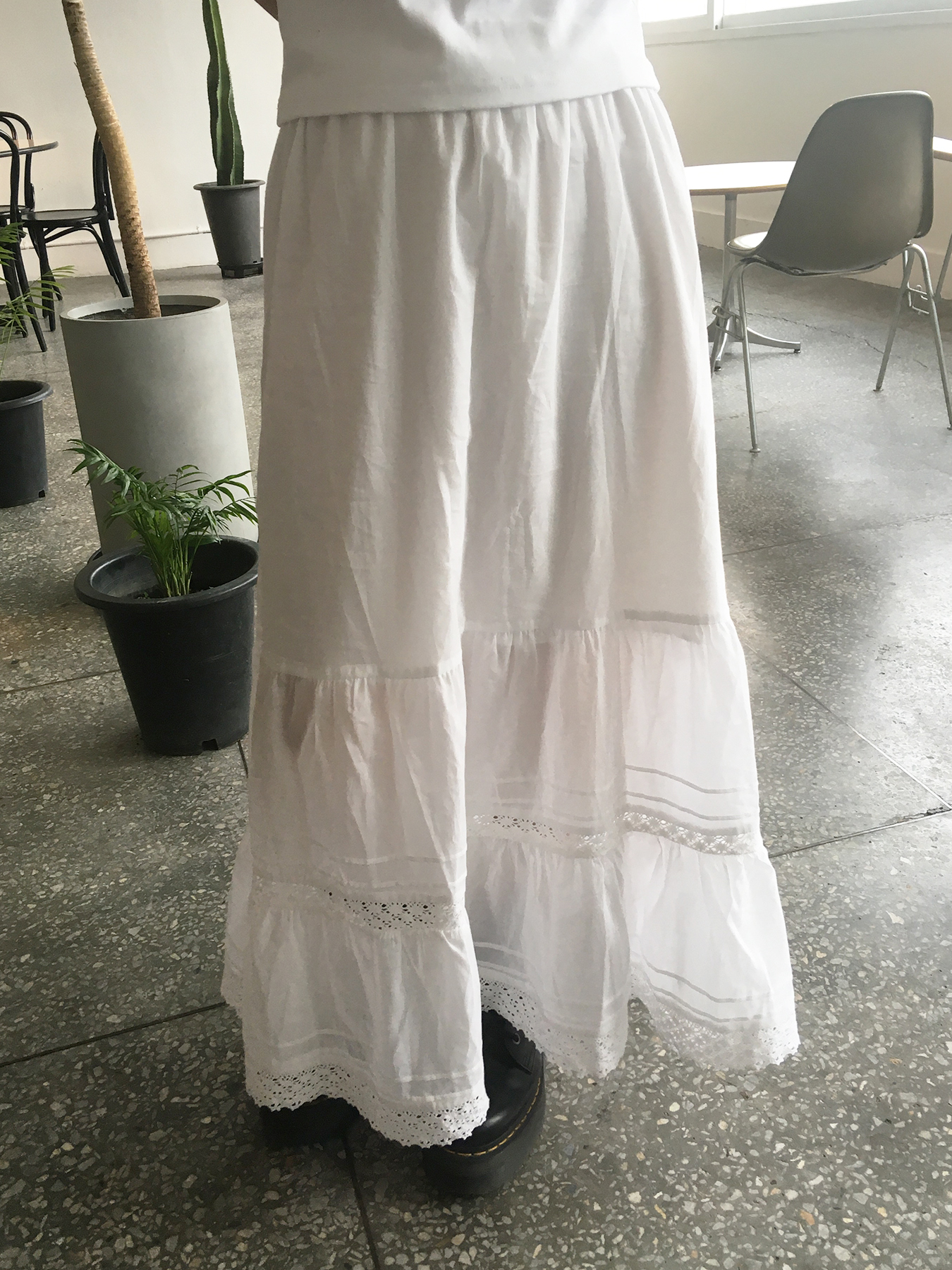 pintuck lace long skirt