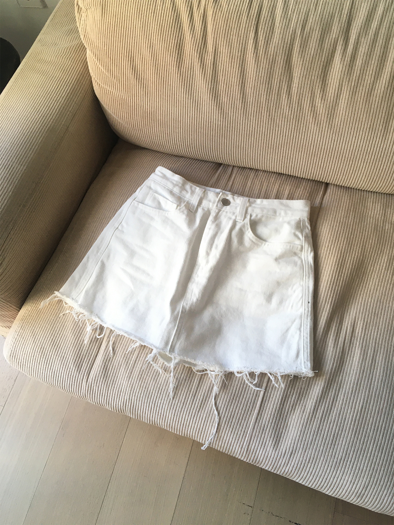 white skirt pants